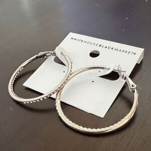 Silver with CZ Diamond Hoop Earrings